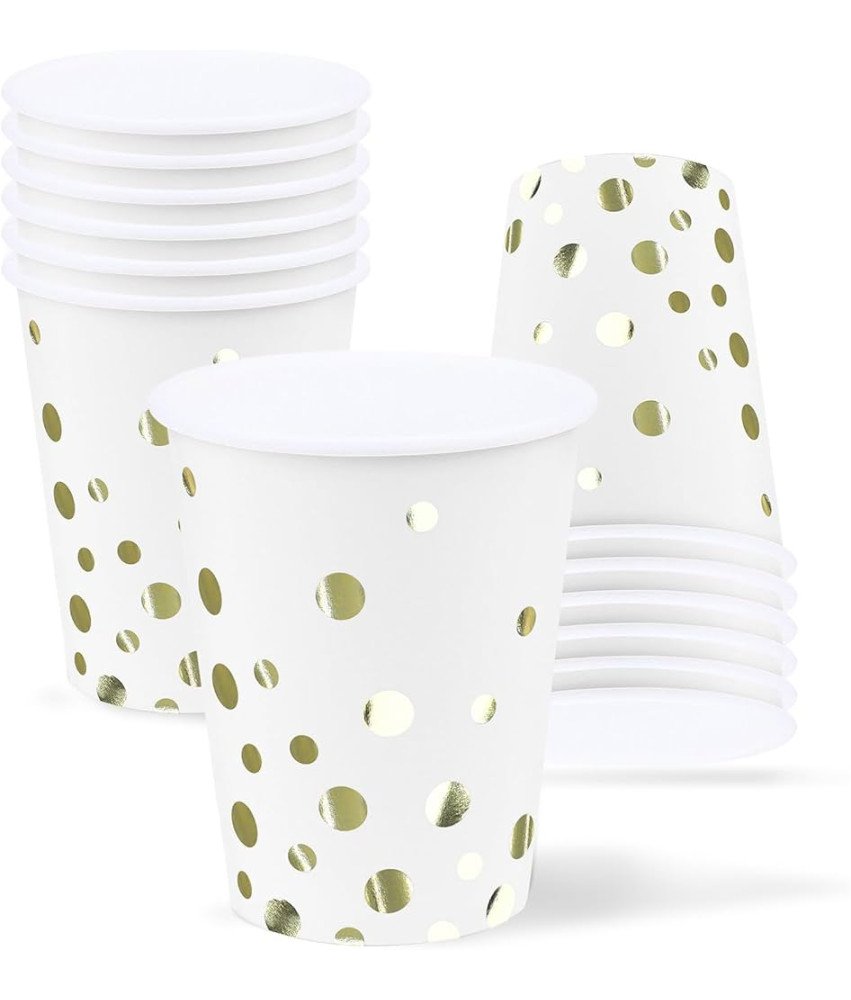 ZVK Papirnati lončki za enkratno uporabo z zlatimi pikami 12 kosov 250 ml