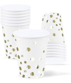ZVK Papirnati lončki za enkratno uporabo z zlatimi pikami 12 kosov 250 ml