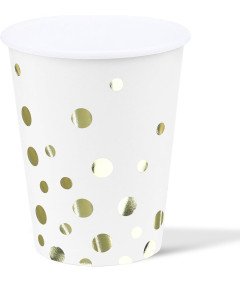 ZVK Papirnati lončki za enkratno uporabo z zlatimi pikami 12 kosov 250 ml