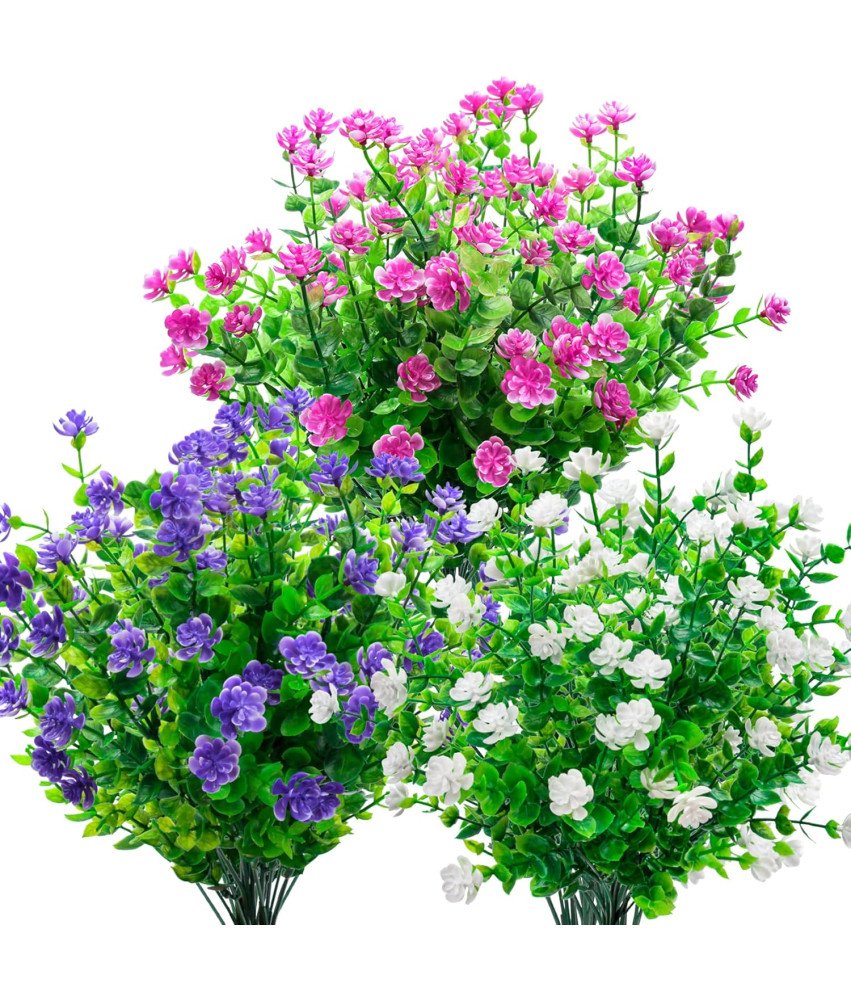 Umetne rože za dekoracijo 12 šopkov vijolična in bela fuksija 36 cm