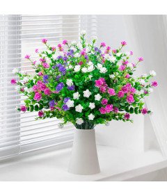 Umetne rože za dekoracijo 12 šopkov vijolična in bela fuksija 36 cm