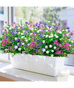 Umetne rože za dekoracijo 12 šopkov vijolična in bela fuksija 36 cm