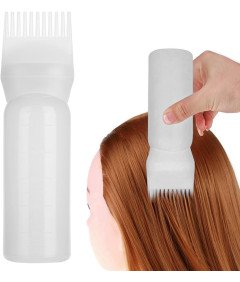 Steklenička za nanašanje olja za lase 160 ml bela 2 kosa