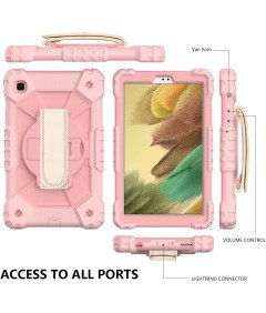 Ohišje za iPad 10.2 s 360° vrtljivim ročajem in ramenskim pasom Roza