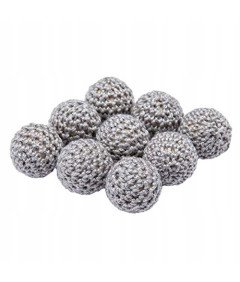Szare Koraliki Drewniane Kulki 20mm Szydełkowane DIY Zestaw 10 sztuk