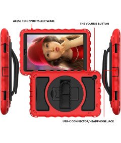 Etui do iPad 10.2 z Uchwytem na Rysik i Obrotową Podstawką Czerwone