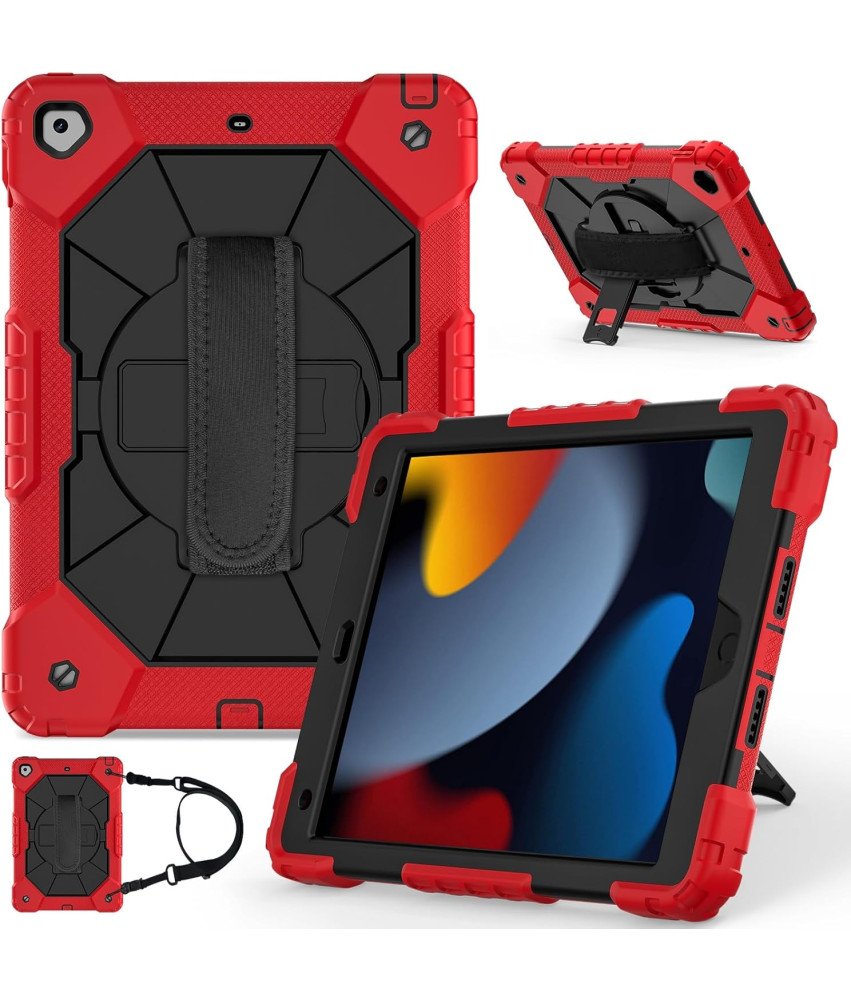 Oklepno ohišje za iPad 7/8/9 generacije 10,2 palca rdeče barve