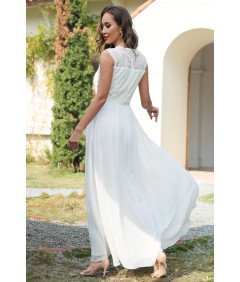 DRESSTELLS Elegantna cvetlična čipkasta obleka Bela XL