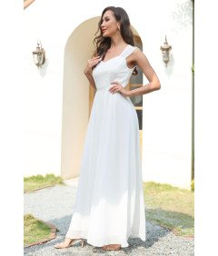 DRESSTELLS Elegantna cvetlična čipkasta obleka Bela XL