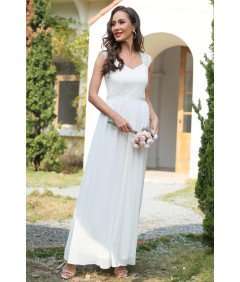 DRESSTELLS Elegantna cvetlična čipkasta obleka Bela XL