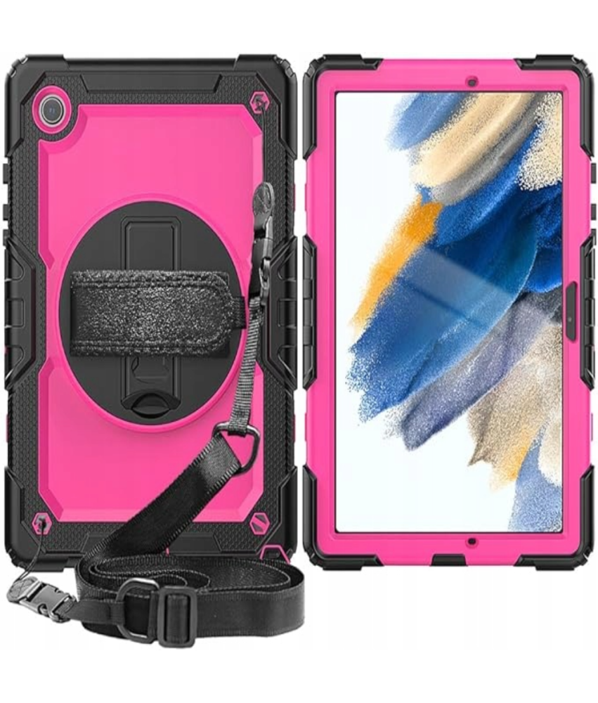 Etui do Samsung Galaxy Tab A 8.4" Pancerne z Paskiem Różowo-Czarny
