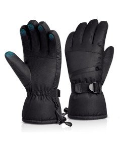 Nepremočljive smučarske rokavice z zaslonom na dotik - Unisex, črne, velikost S