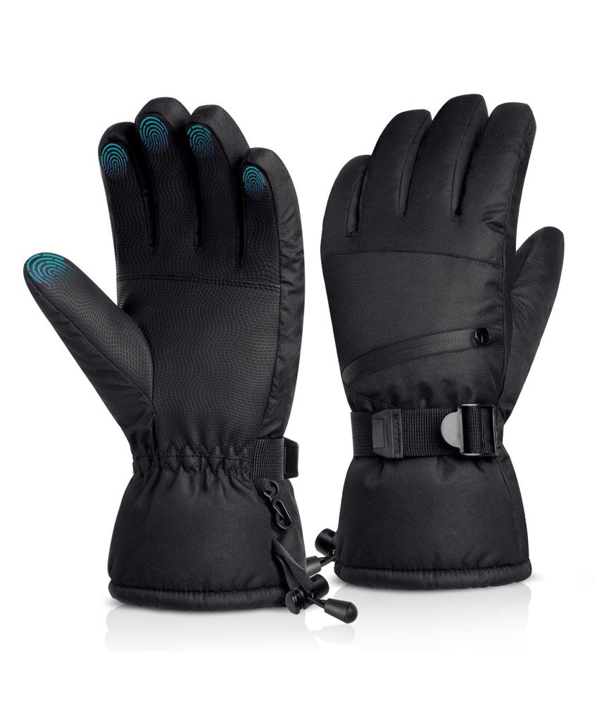 Nepremočljive smučarske rokavice z zaslonom na dotik - Unisex, črne, velikost S