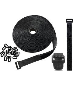 Hazarox Opaski Kablowe z Rzepem 5 metrów 25 klamer Czarne