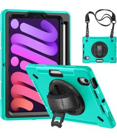 Etui na iPada Mini 6 2021 8,3" z Podstawką i Paskiem Na Ramie Zielone