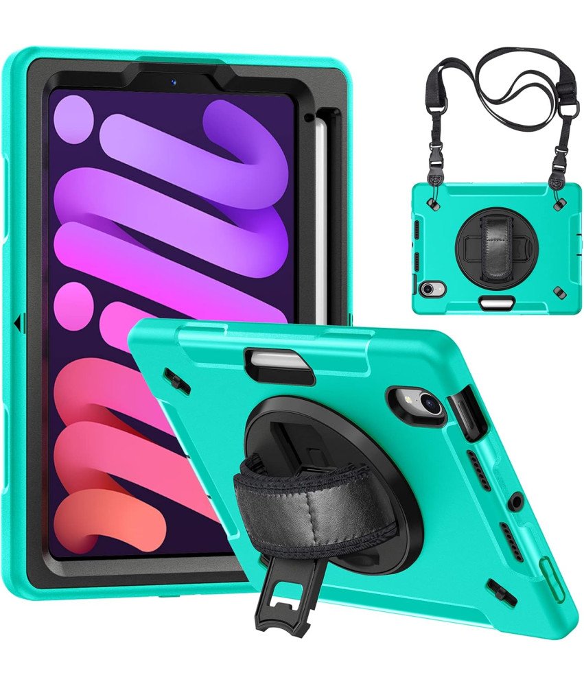 Etui na iPada Mini 6 2021 8,3" z Podstawką i Paskiem Na Ramie Zielone