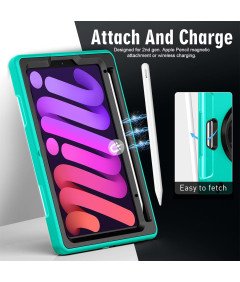 Etui na iPada Mini 6 2021 8,3" z Podstawką i Paskiem Na Ramie Zielone