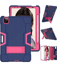 Etui do iPad Pro 12.9" z Podstawką Miejscem na Rysik Granatowo-Różowe