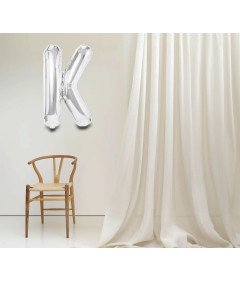 Balon iz folije v obliki črke K Silver 40 cm