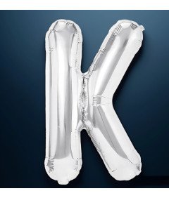 Balon iz folije v obliki črke K Silver 40 cm