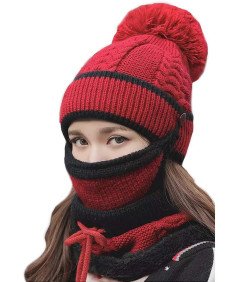 Kaxich Zimowy Zestaw Czapka, Szalik i Maska z Dzianiny - Ciepły i Oddychający