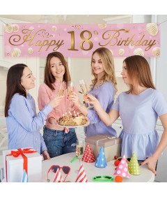 18. rojstni dan Vodoodporni banner 40 cm x 180 cm roza in zlato