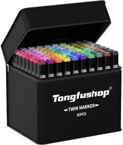 Tongfushop Zestaw 80 Kolorowych Markerów z Podwójną Końcówką Torbą