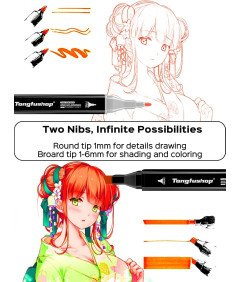 Tongfushop Komplet 80 barvnih markerjev z vrečko z dvojno konico