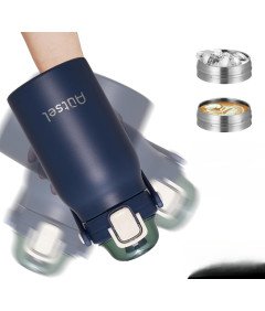 Bidon Butelka Sportowa na Wodę ze Słomką Stali Nierdzewna 1000 ml Granatowy