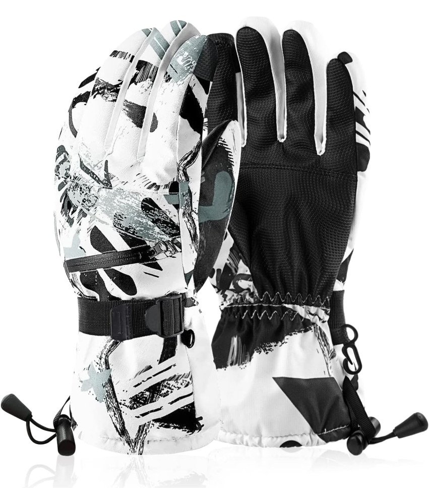 ATERCEL Rękawiczki Narciarskie - Wodoodporne z Ekranem Dotykowym, Białe M