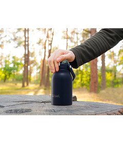 Bidon Butelka Sportowa na Wodę ze Słomką Stali Nierdzewna 1000 ml Granatowy