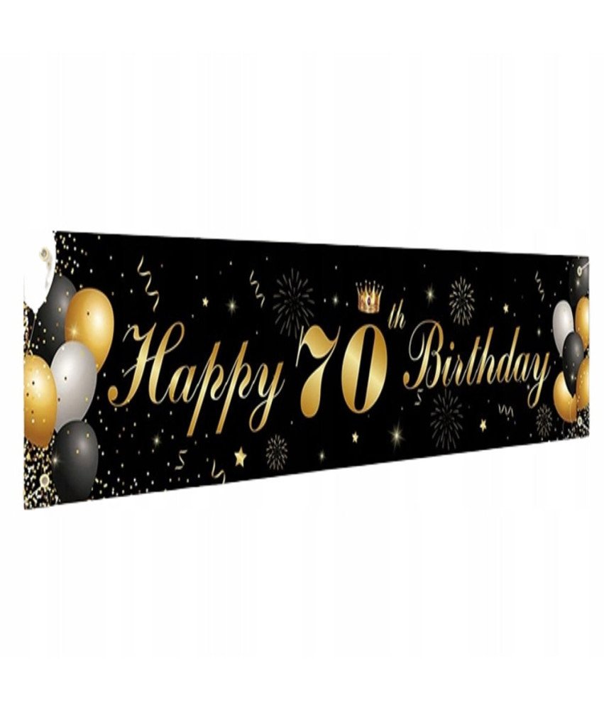 70. rojstni dan Banner 18 cm x 40 cm črna in zlata