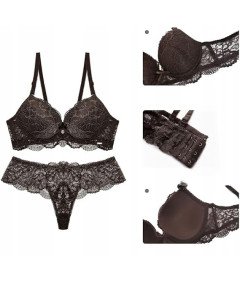Ženski komplet čipkastega spodnjega perila Brown 42/95C