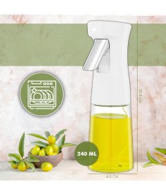 Elevaire Szklany Rozpylacz Oleju Zapobiegający Kapaniu 240 ml Biały
