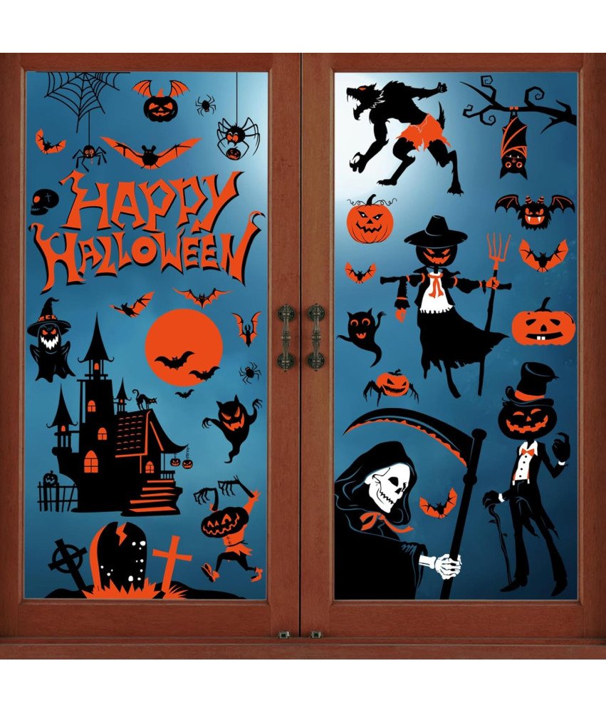 YIHELU okenske nalepke za večkratno uporabo Halloween 9 listov