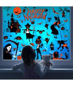 YIHELU okenske nalepke za večkratno uporabo Halloween 9 listov
