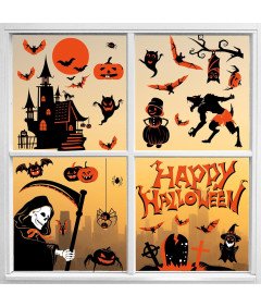 YIHELU okenske nalepke za večkratno uporabo Halloween 9 listov