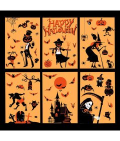 YIHELU okenske nalepke za večkratno uporabo Halloween 9 listov