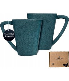 Komplet 2 skodelic za kavo iz borovega lesa 200 ml brez BPA Modra