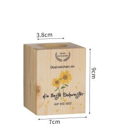 Romadedi Drewniany Świecznik Prezent Dla Najlepszej Siostry 7x7x9 cm