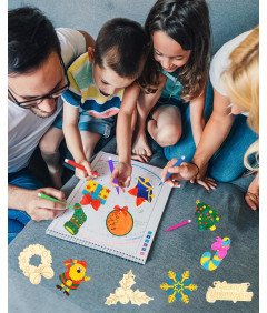 Leseni obešalniki za božično drevo za slikanje, komplet 12 kosov