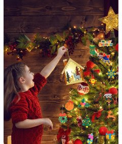 Leseni obešalniki za božično drevo za slikanje, komplet 12 kosov