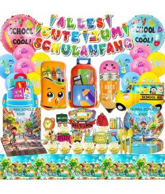 Nazaj v šolo Dekoracije Set Baloni Krožniki Jedilni pribor in Banner