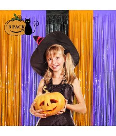 Dekoracja na Halloween Tło Pomarańczowe Fioletowe Czarne 3 Sztuki 1x2 m