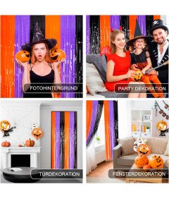 Dekoracja na Halloween Tło Pomarańczowe Fioletowe Czarne 3 Sztuki 1x2 m