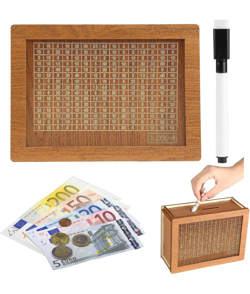 Retro lesena blagajna s 4 v 1 varčevalnimi tarčami