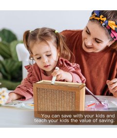 Retro lesena blagajna s 4 v 1 varčevalnimi tarčami