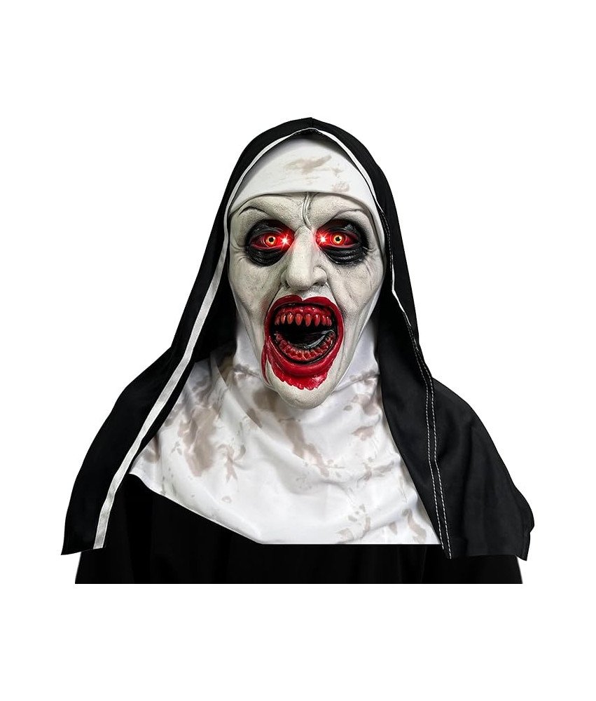 Maska nune za noč čarovnic Lateks s svetlečimi očmi Cospaly