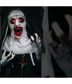 Maska nune za noč čarovnic Lateks s svetlečimi očmi Cospaly