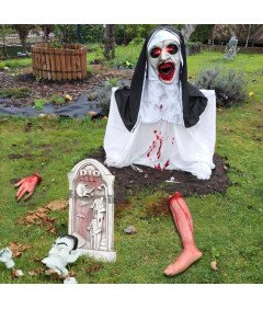 Maska nune za noč čarovnic Lateks s svetlečimi očmi Cospaly